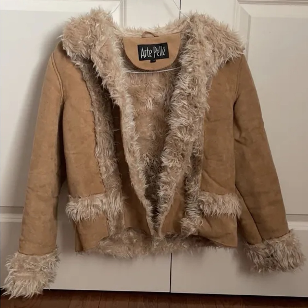 Vintage Arte Pelle faux fur-real leather jacket